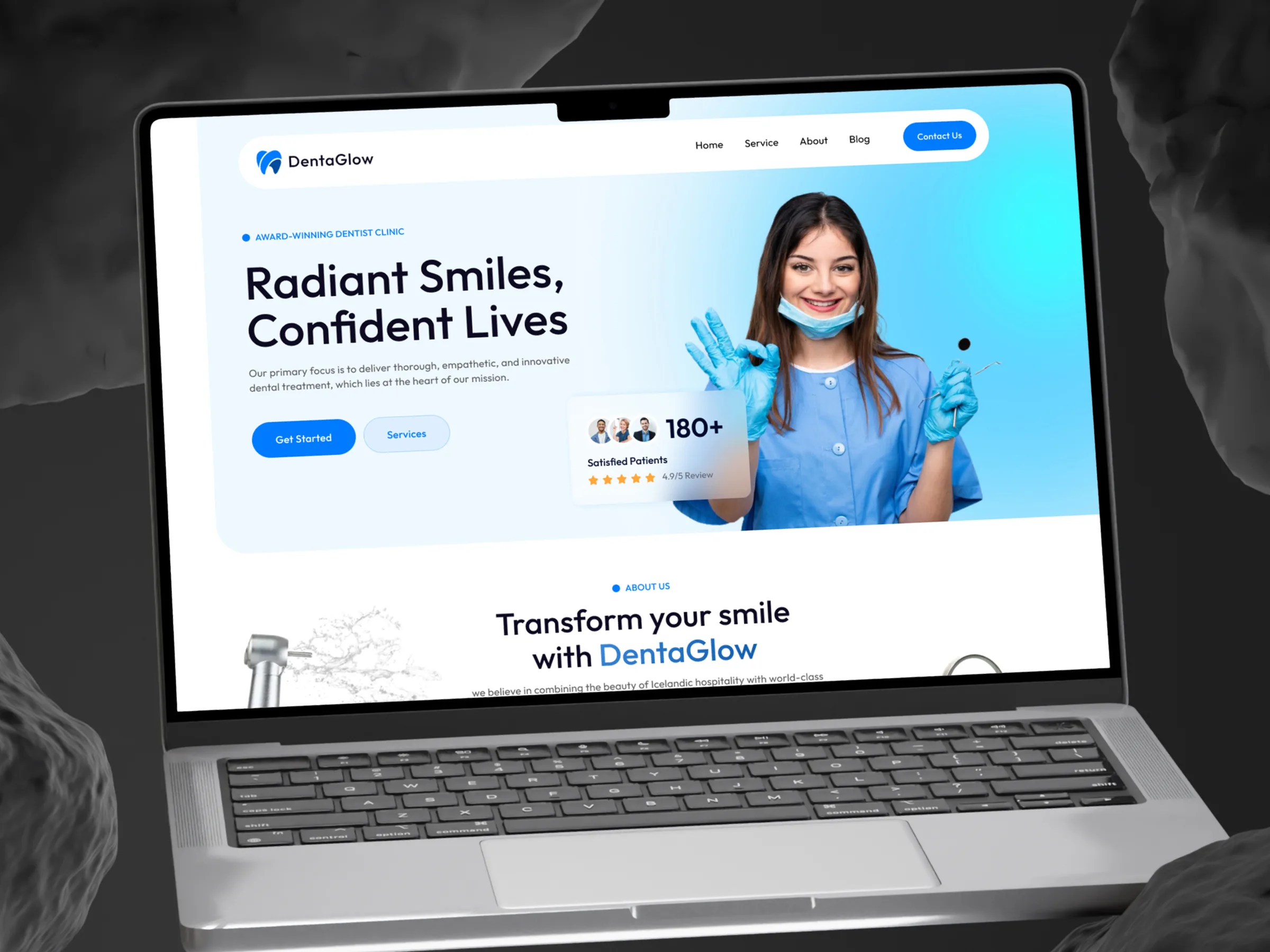 DentaGlow – Modern Dental Clinic Website UI/UX Design