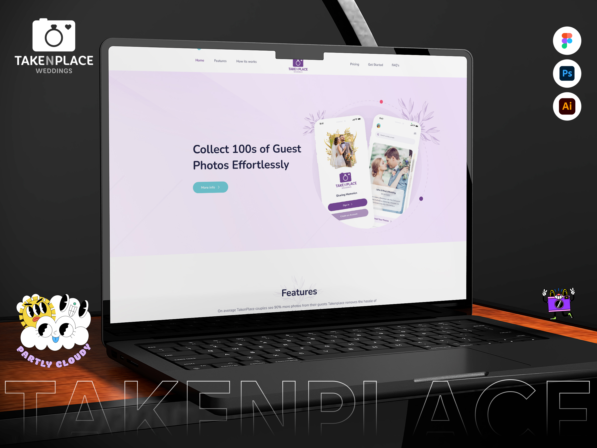 Takenplace – Wedding Photography App Landing Page | UI/UX Design | Mobile & Web