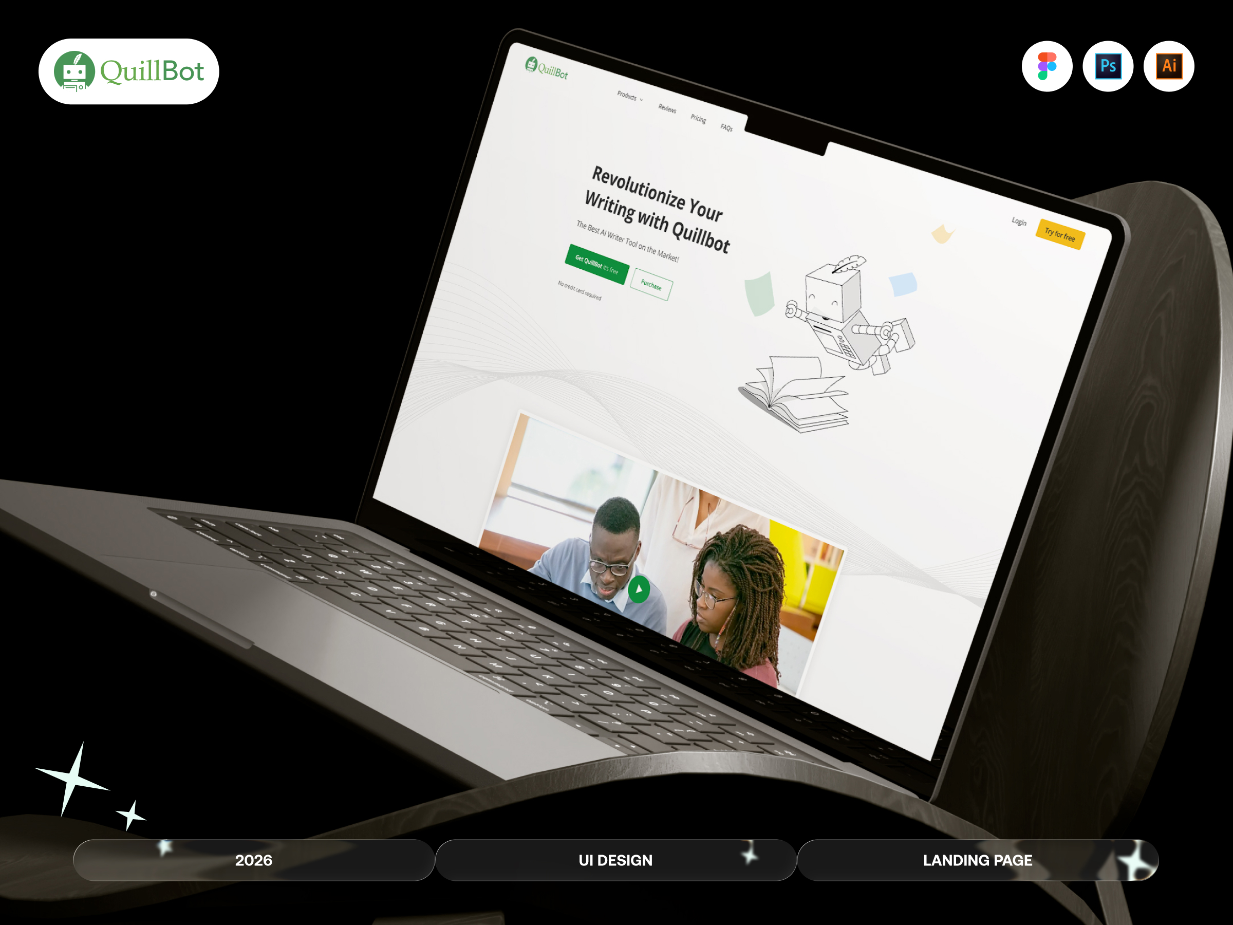 QuillBot – AI Writing & Grammar Tool Landing Page | Web App UI/UX Design